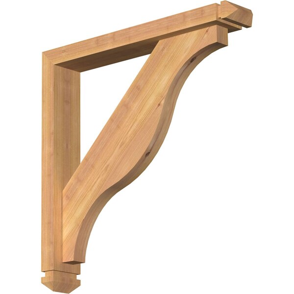 Ekena Millwork Funston Arts and Crafts Smooth Bracket w/ Offset Brace, Western Red Cedar, 3 1/2"W x 22"D x 22"H BKT0402X22X22FST03SWR - main